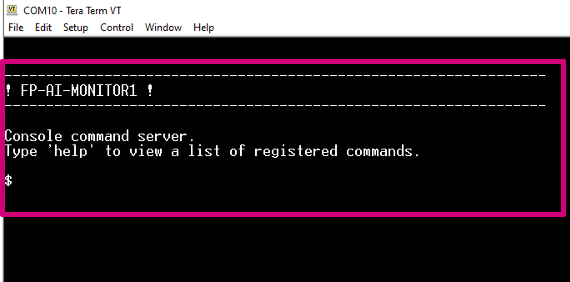 FP-AI-MONITOR1 Console Welcome Message