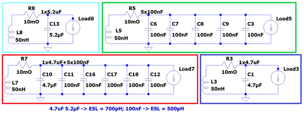 Schematic combined capacitor decoupling