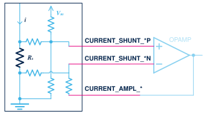 Three-Shunt, Raw Currents, Differential Internal OpAmp with External Gain