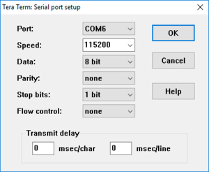 TeraTerm Serial port settings