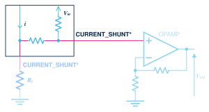 Three-Shunt, Raw Currents, Single Ended internal OpAmp with Internal Gain