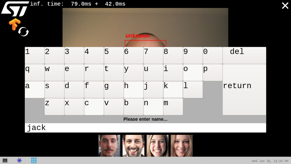 Virtual keyboard displayed after having touched an unknown face