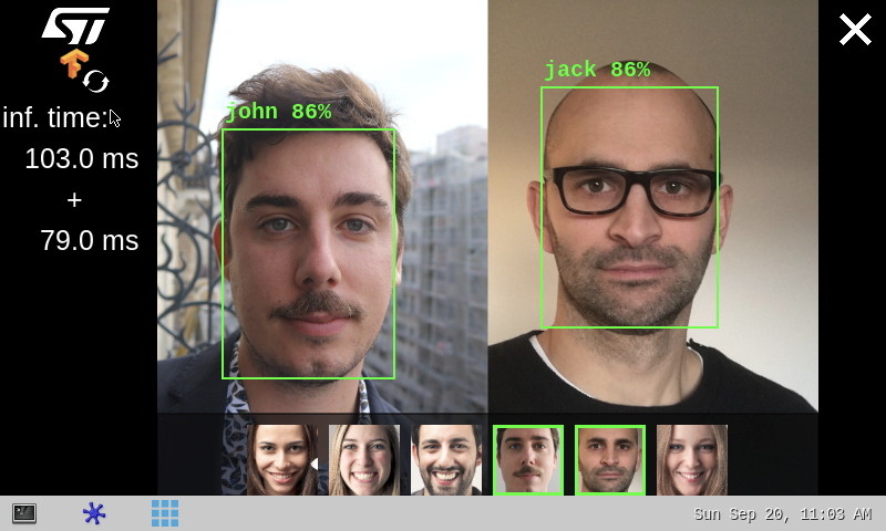 C/C++ TensorFlow™ Lite face recognition application