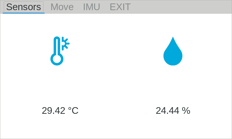 Example of sensors data presentation