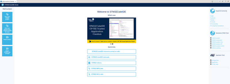 STM32CubeIDE Information Center Page