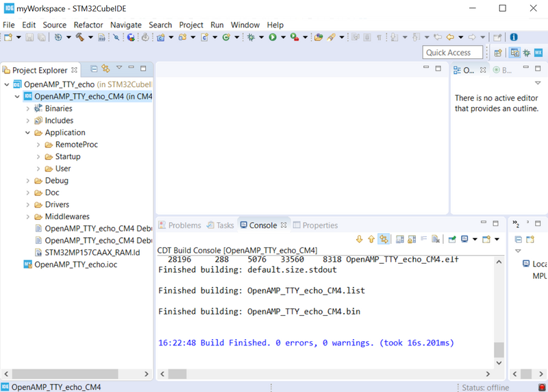 STM32CubeIDE build finished with no error