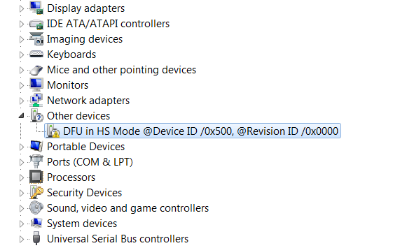 Usb device with dfu capabilities driver updater