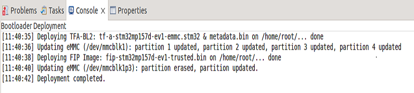 eMMC Bootloader deployment message